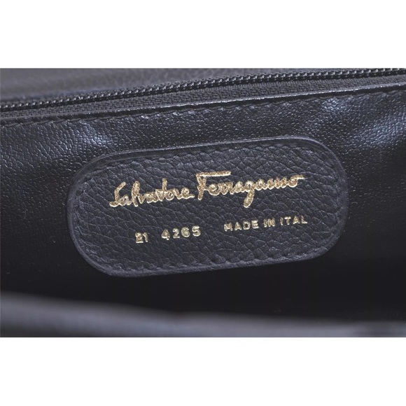 Authentic Salvatore Ferragamo 2Way Shoulder Hand Bag Leather Black - Picture 9 of 16